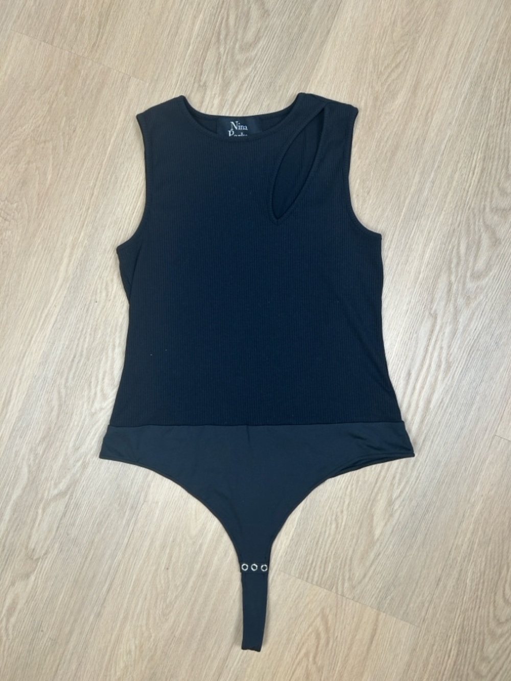 Nina Parker Ribbed Cutout Tank Bodysuit 1X